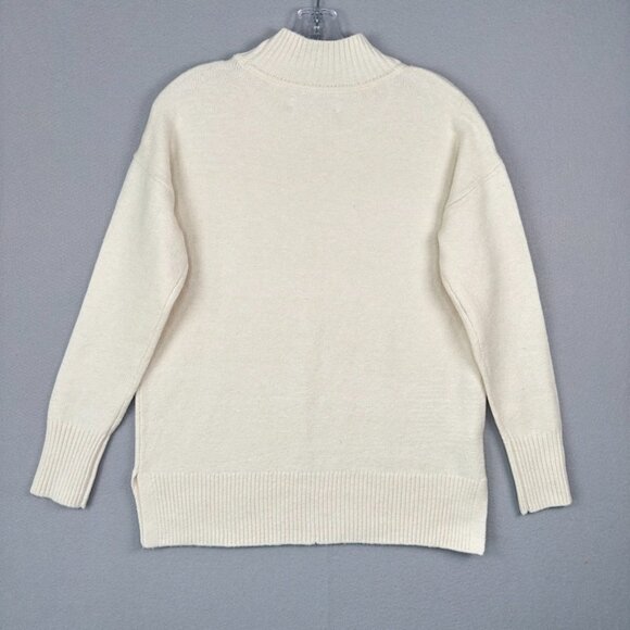 LOFT Cream Mock Neck Sweater XS Split Hem Pullover Neutral Minimalist Classic - Picture 3 of 12